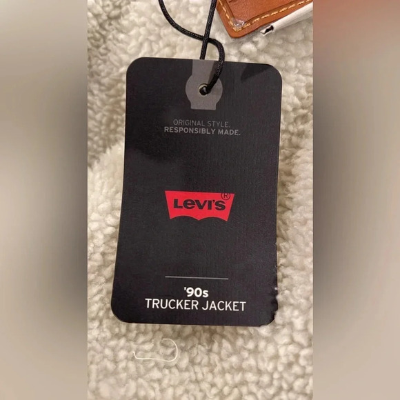 Levis Jacket Mens XL Blue Denim Jean Sherpa Lined Premium Western Trucker NWT - Picture 6 of 6